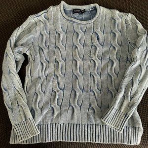 Ralph Lauren Cable Knit Sweater in Washed Blue Size M